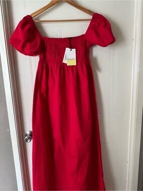 Kourt Kids Red Puff-Sleeve Smocked Maxi Dress
